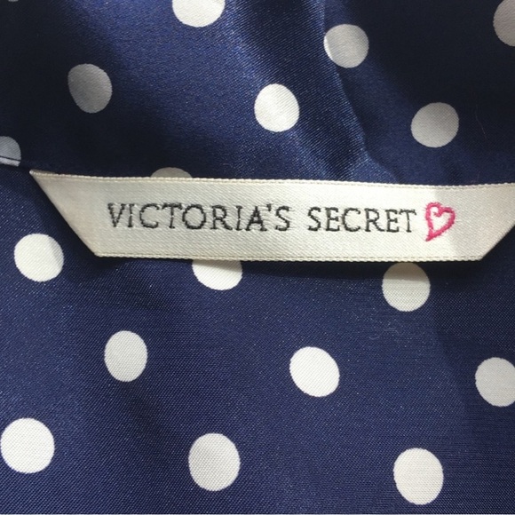 Victoria’s Secret Vintage Button Front Sleep Shirt Navy Polka Dotted Size Large - Picture 3 of 8